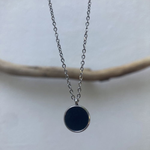 Minimal stainless steel necklace, black and silver