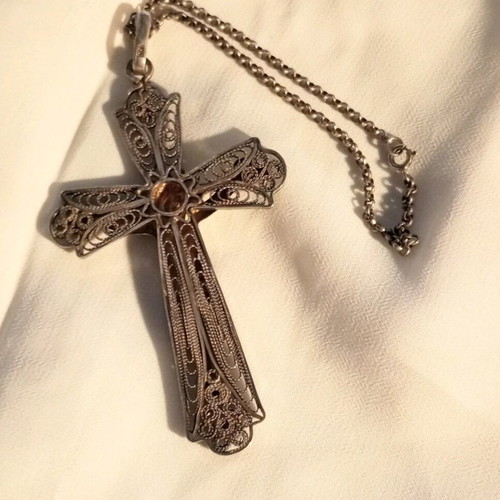 Silver cross 950 filigree vintage like new