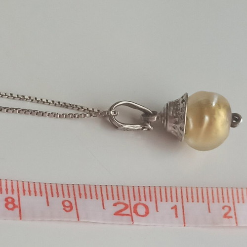 Vintage sterling silver necklace with Murano glass pendant and gold leaf like new
