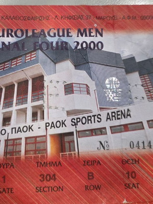 Collectible ticket FIBA Euroleague Final Four 2000 final like new