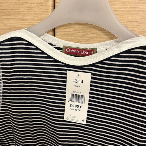 Vintage striped 3/4 sleeve blouse new, size M