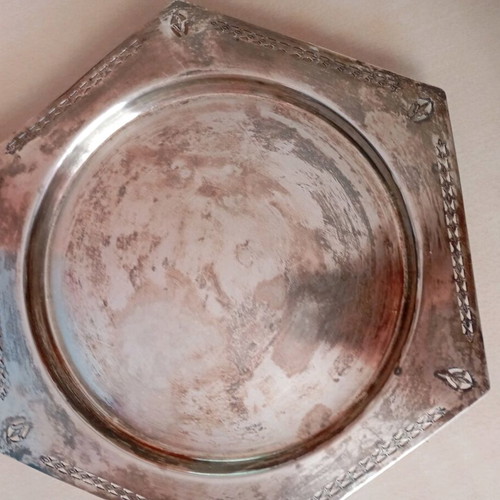 Antique silver EPNS hexagonal dish used