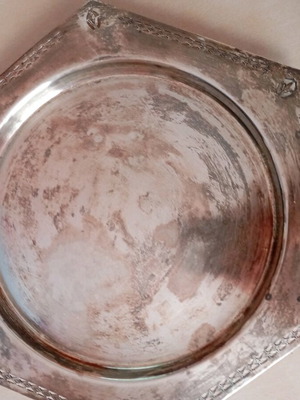 Antique silver EPNS hexagonal dish used