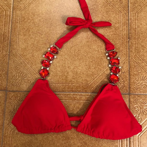 Sexy red bikini with red stones new