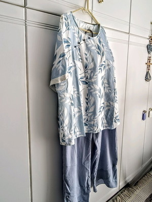 Women's summer set new in soft blue colors, large size