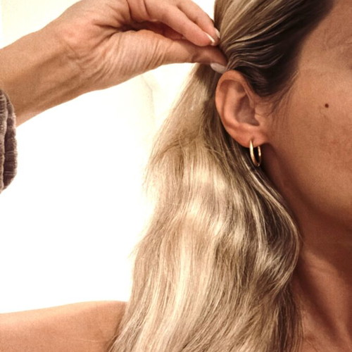 Hoop earrings new, medium size, stainless steel, gold color