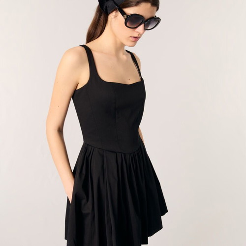 Maje cotton short black dress like new, size 36