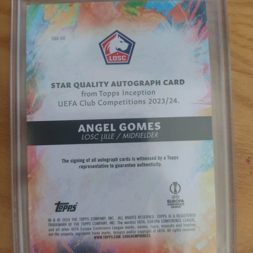 Topps Inception Angel Gomes Star Quality 24/25 Autograph like new