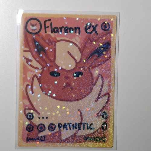 Custom Pokemon card Derpymon Flareon new with foil effect