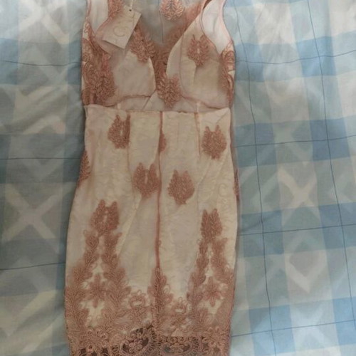 Dress with embroidery and lace pink new On Line, size S