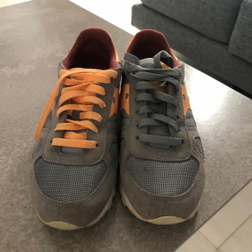 Saucony trainers size 38 like new, grey and orange