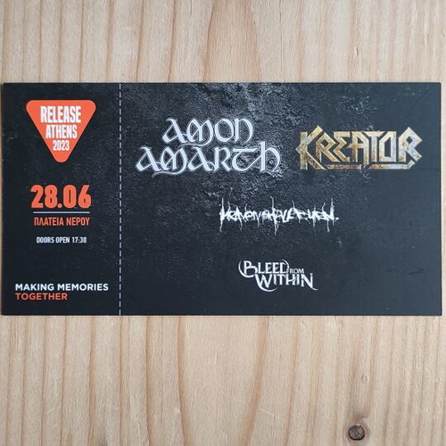 Amon Amarth Kreator Heaven Shall Burn Concert Ticket like new 28-6-2023