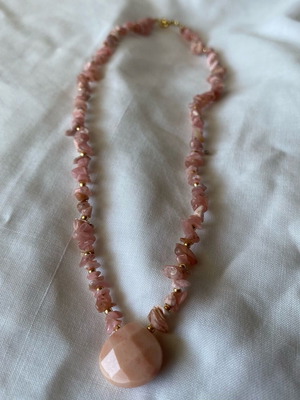 Handmade rhodochrosite and aventurine necklace made to order, pink and gold
