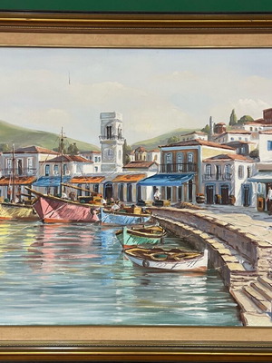 Ν. Μπαφαλούκος πανέμορφη ελαιογραφία σε κορνίζα!!