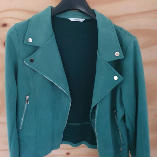Bikerstyle suedelook green jacket new, size L