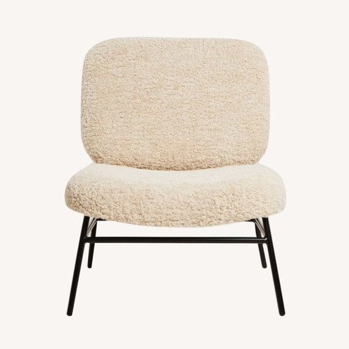 Zara Home Faux Shearling Chair used, ecru with black metal base