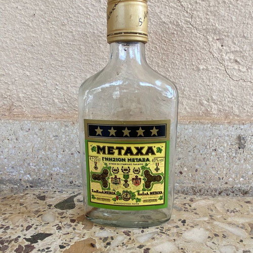 Collectible vintage miniature bottles used, set of 15, Metaxa and Ouzo