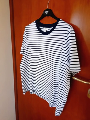 Marks and Spencer Mariniera T-shirt XL used, white with blue stripes