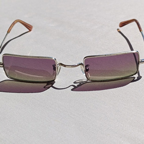 Vintage Y2K ONYX Street sunglasses metal rectangle purple green heart detail like new