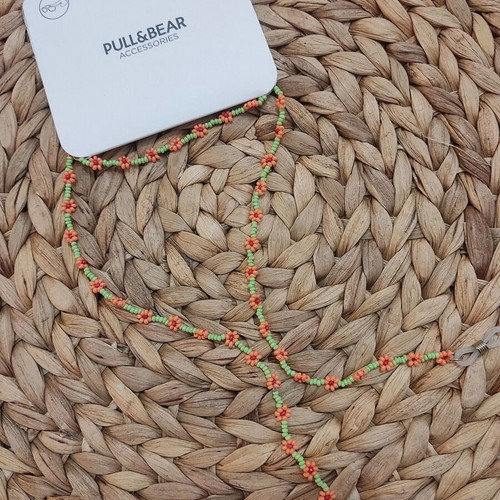 Glasses chain new with orange flower beads