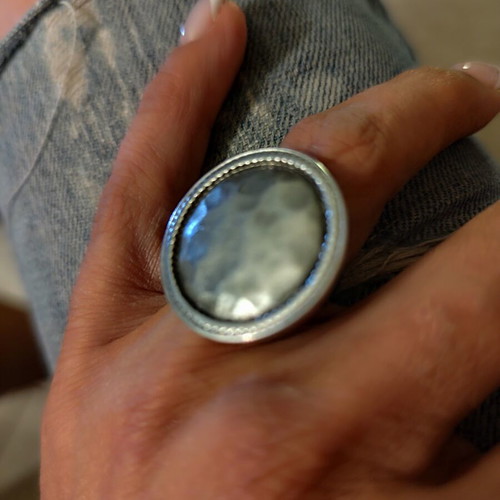 Boho cocktail ring new, adjustable size, silver color