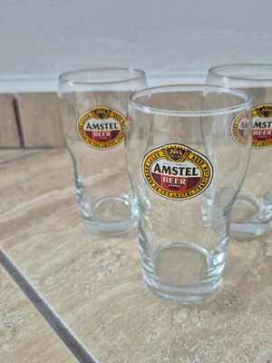 Amstel beer glasses like new, set of 3