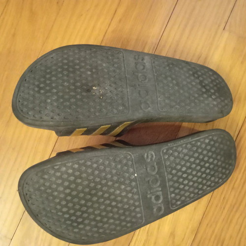 Adidas slippers used, size 39, black and gold