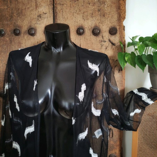 Sheer black vintage top with embroidery, like new