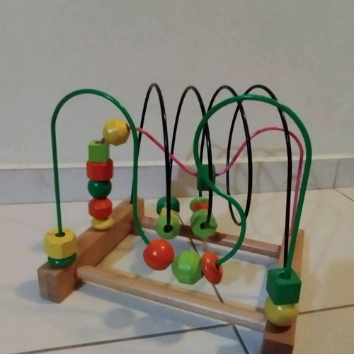 Wooden educational toy like new with wooden base