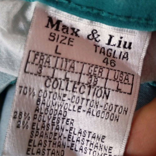 Jeans-style pants five-pocket like new, straight cut, XL, green turquoise