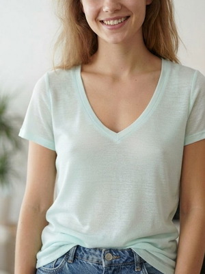 Tally Weijl pastel mint blue V-neck T-shirt XS like new