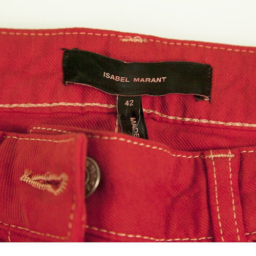 Isabel Marant cotton tie dye denim shorts used, size 42, red and white