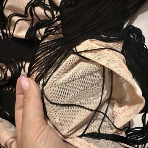Mini skirt with fringes and sheer details like new, size S