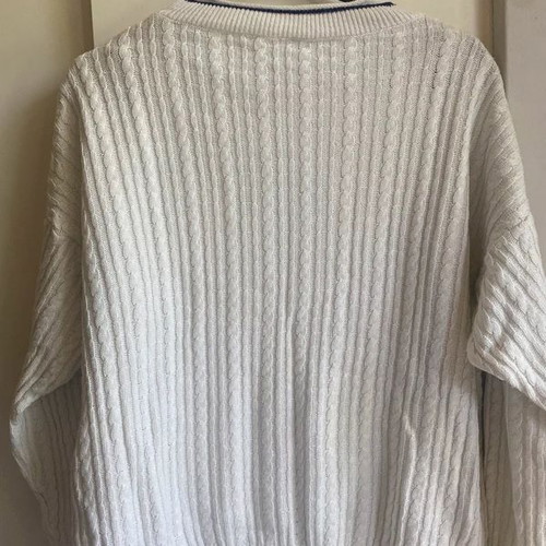 Women's cotton sweater with blue details, used