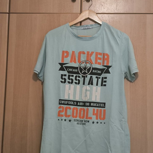 Makó t-shirt men's size L used, turquoise