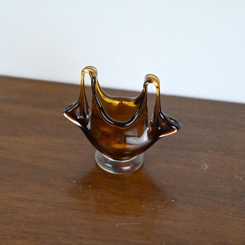 Vintage handblown art glass decoration used, amber color