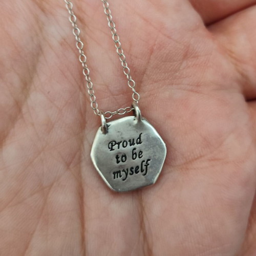 Necklace with polygonal pendant silver 925 new