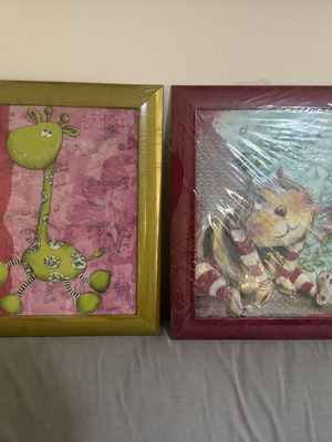 Children's framed art prints 36x36, new with plastic wrap