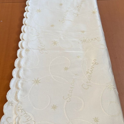 Christmas tablecloth satin texture with gold embroidery new