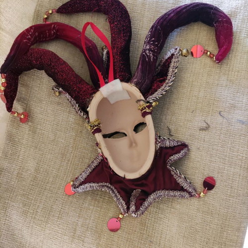 Handmade ceramic masks used, purchased from Italy