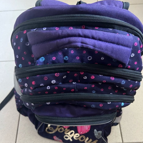 School backpack for girls used, large with many pockets