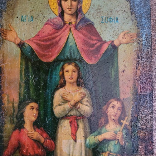Saint Sophia icon used, old wooden