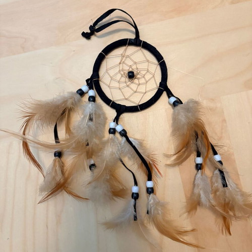 Dreamcatcher Boho with Feathers and Beads like new, black and brown