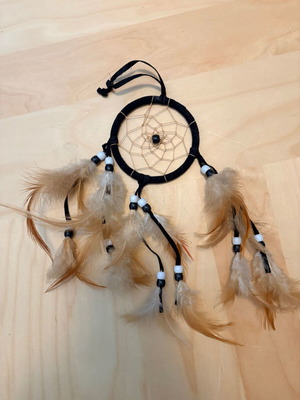 Dreamcatcher Boho with Feathers and Beads like new, black and brown