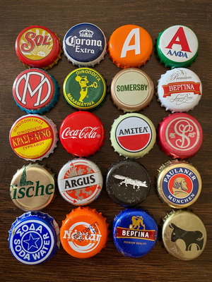 Beer and soda bottle caps used, pack of 20