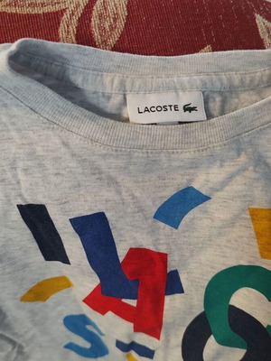 Lacoste toddler t-shirt white with colorful pattern like new, 2 years