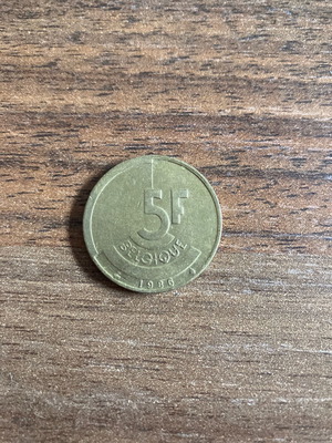 Belgium 5 Francs coin used, 1986
