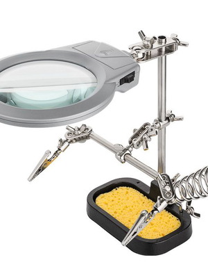 Βοηθητικό kit συγκόλλησης με 2 clips στήριξης και μεγεθυντικό φακό Goobay 51226 καινούργιο