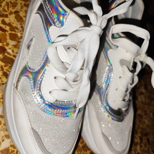 Women's athletic shoes size 37 white silver used
