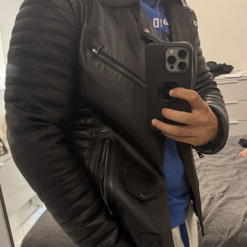 Leather jacket Biker like new, original, black, sizes M and L